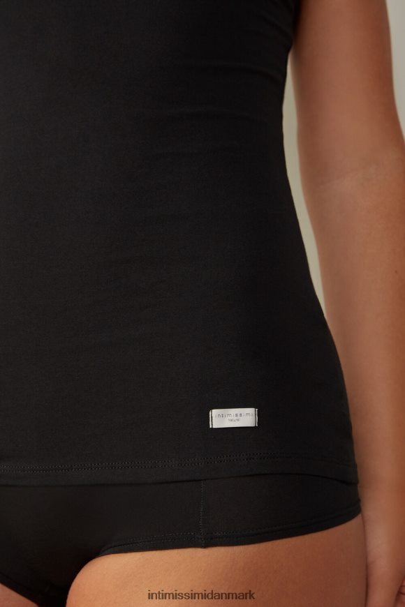 Intimissimi tanktop med bred skulder i naturlig bomuld Kvinder 019-sort beklædning 8DZ4XJ1486