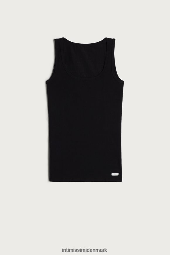 Intimissimi tanktop med bred skulder i naturlig bomuld Kvinder 019-sort beklædning 8DZ4XJ1486