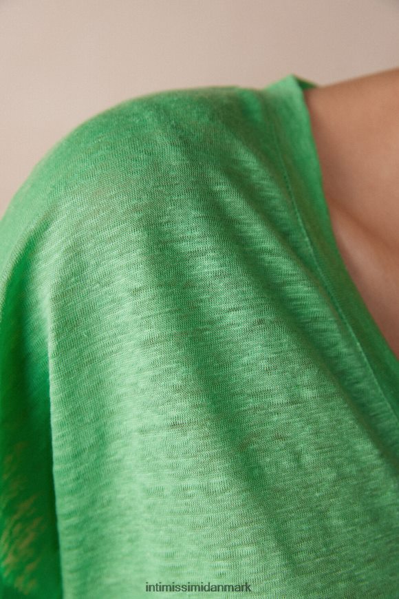 Intimissimi kortærmet hørtop med v-hals Kvinder 218j-æble mynte beklædning 8DZ4XJ1310