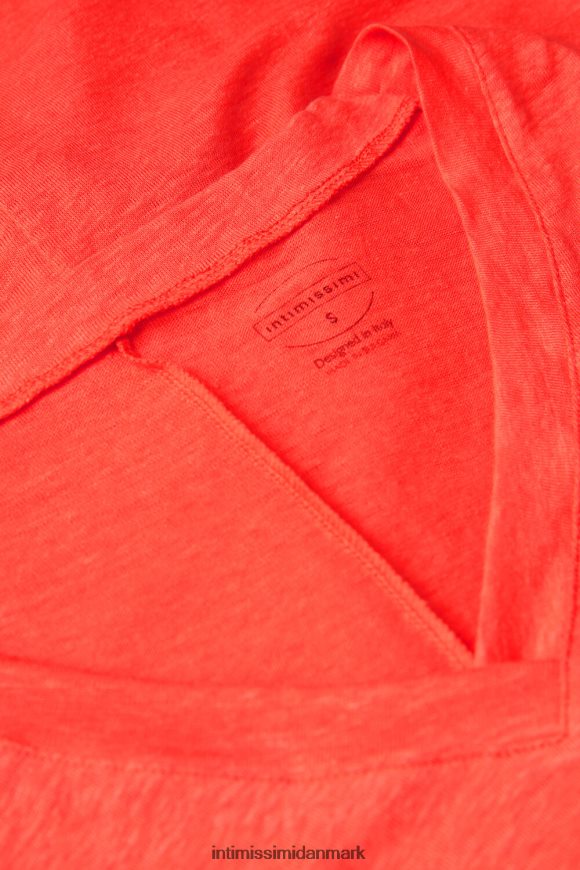 Intimissimi kortærmet hørtop med v-hals Kvinder 219j-flamme skarlagen beklædning 8DZ4XJ1306