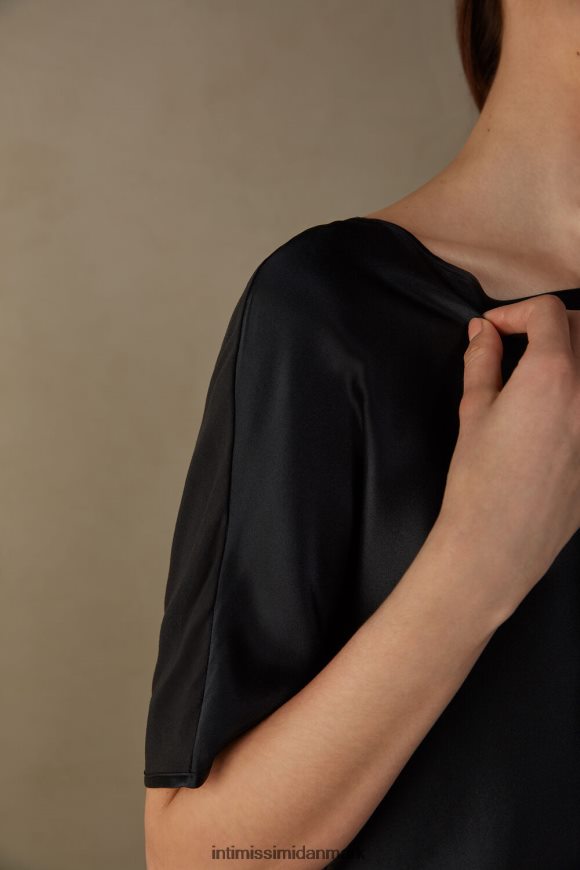 Intimissimi kortærmet silke og modal top Kvinder 019-sort beklædning 8DZ4XJ1368