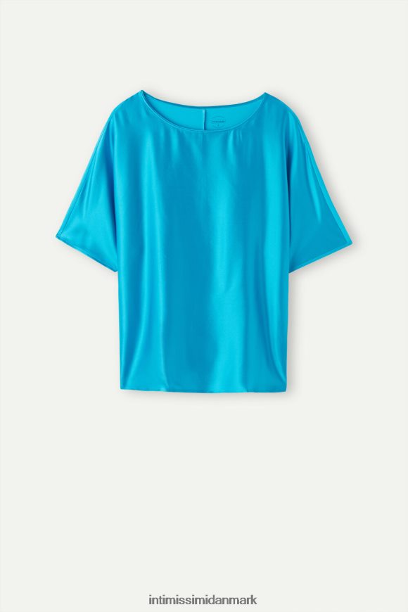 Intimissimi kortærmet silke og modal top Kvinder 210j-digital turkis beklædning 8DZ4XJ1318
