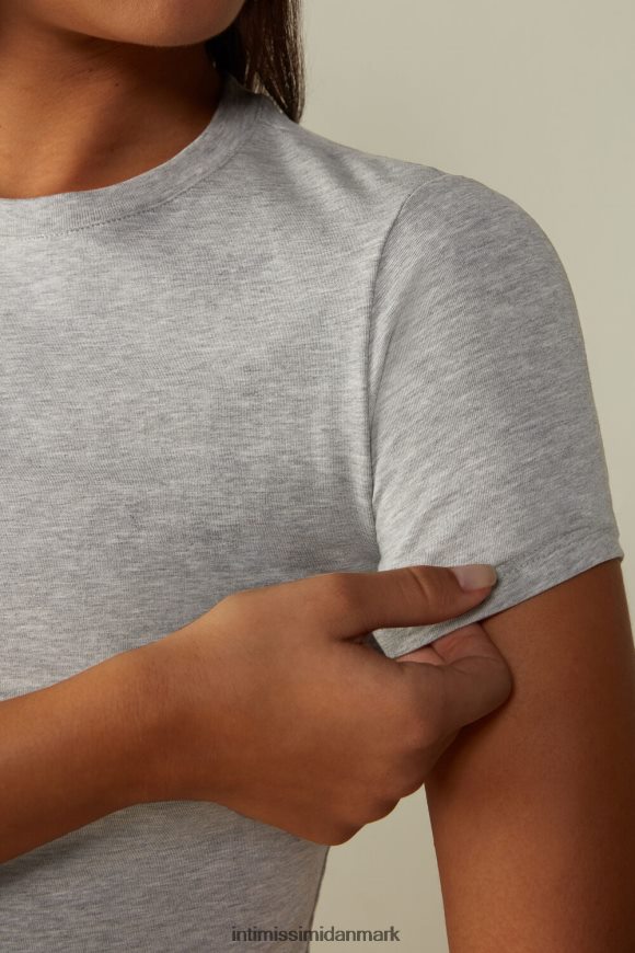 Intimissimi kortærmet stretch supima bomuldstop Kvinder 031-lysegrå melange beklædning 8DZ4XJ1415