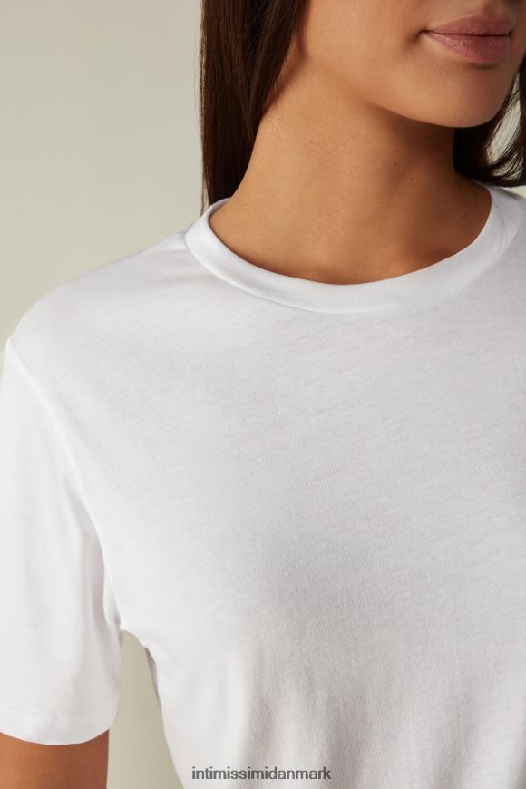 Intimissimi kortærmet supima bomuldstop Kvinder 001-hvid beklædning 8DZ4XJ1422