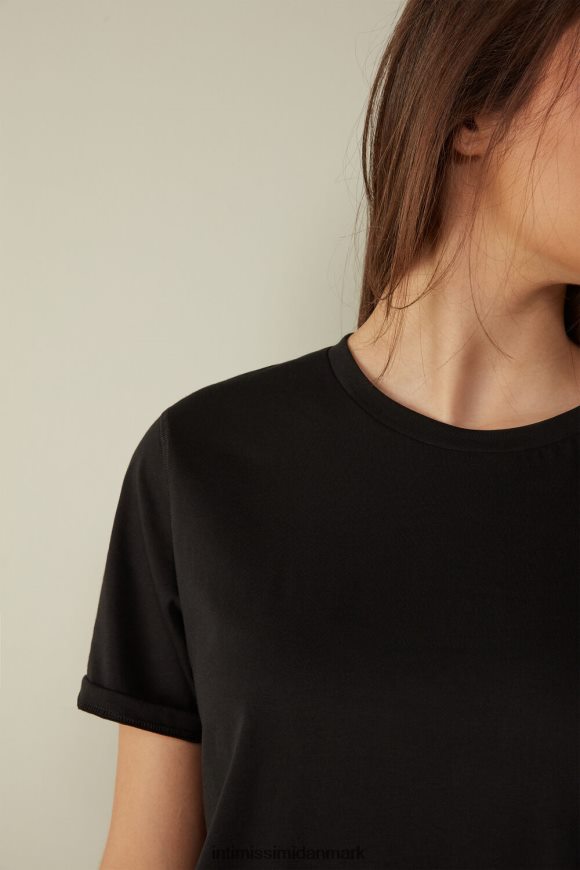 Intimissimi kortærmet supima bomuldstop Kvinder 019-sort beklædning 8DZ4XJ1421