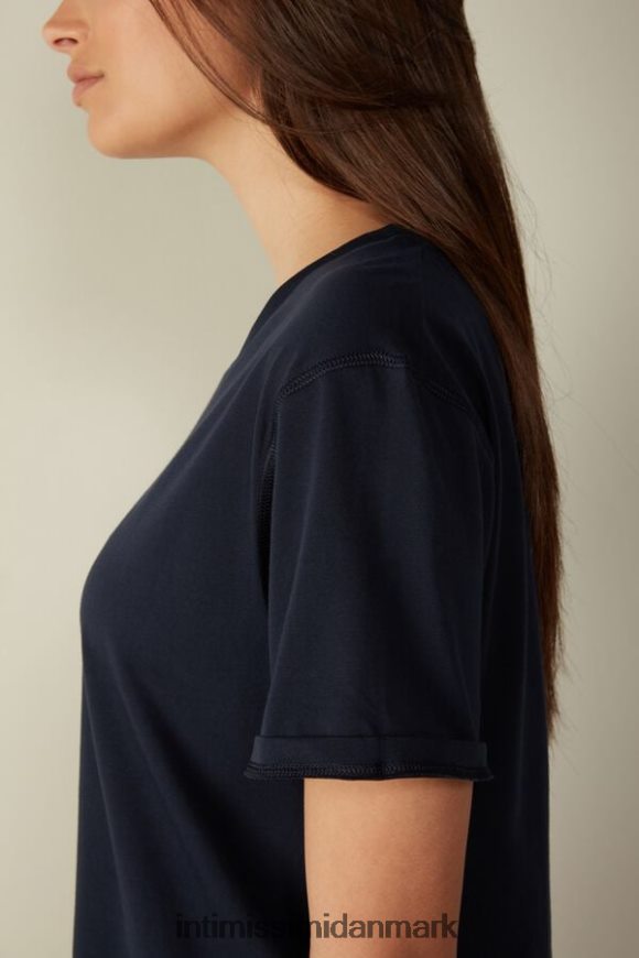 Intimissimi kortærmet supima bomuldstop Kvinder 1467-intens blå beklædning 8DZ4XJ1418