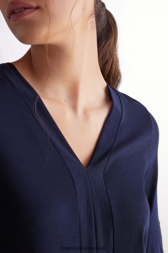 Intimissimi kortærmet v-hals ultrafrisk supima bomuldstop Kvinder 1467-intens blå beklædning 8DZ4XJ1278