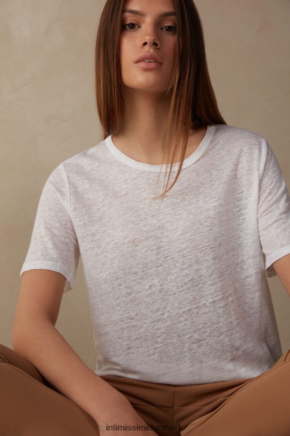 Intimissimi linned kortærmet skjorte Kvinder 001-hvid beklædning 8DZ4XJ1313