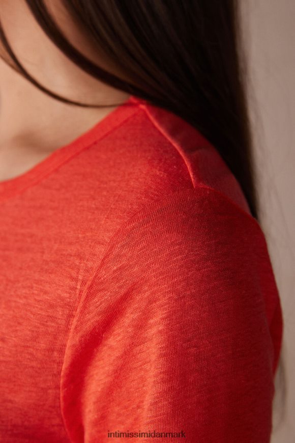 Intimissimi linned kortærmet skjorte Kvinder 219j-flamme skarlagen beklædning 8DZ4XJ1305