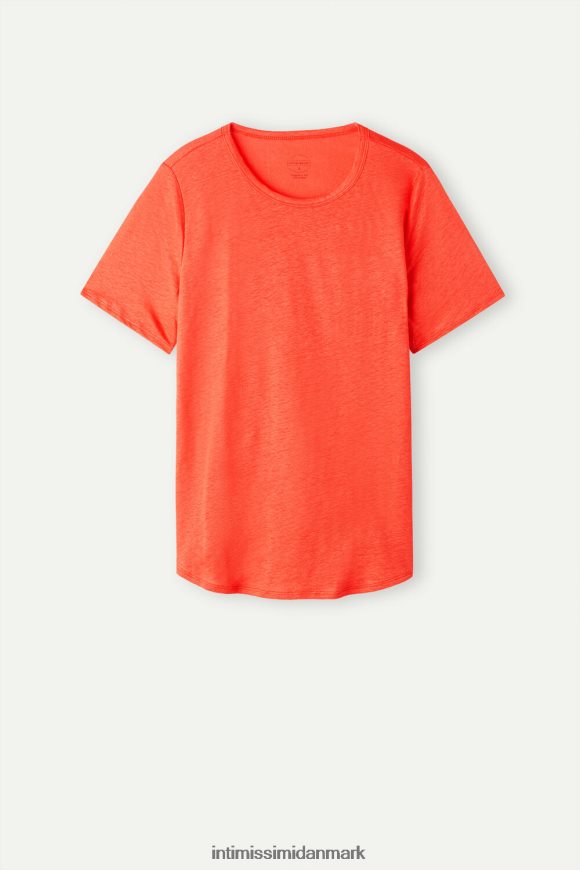 Intimissimi linned kortærmet skjorte Kvinder 219j-flamme skarlagen beklædning 8DZ4XJ1305