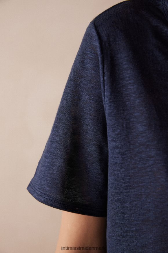 Intimissimi linned kortærmet skjorte Kvinder 243j-sømand blå beklædning 8DZ4XJ1301