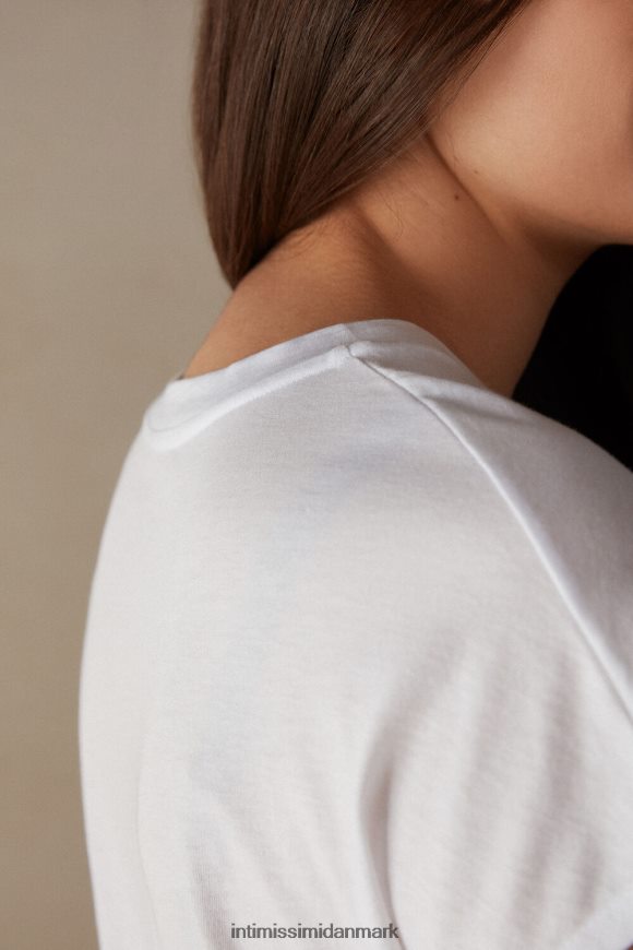 Intimissimi ultrafrisk supima bomuldstop med korte ærmer med rund hals Kvinder 001-hvid beklædning 8DZ4XJ1364