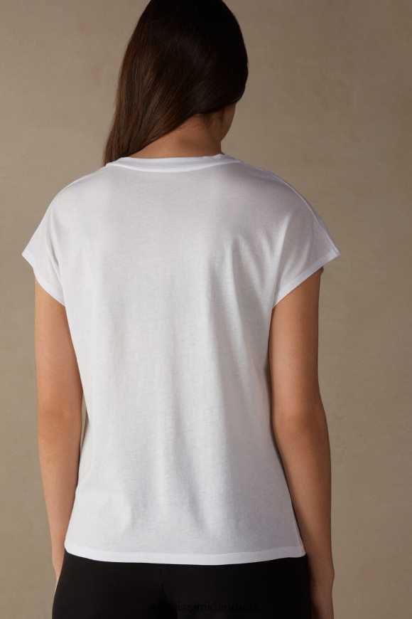 Intimissimi ultrafrisk supima bomuldstop med korte ærmer med rund hals Kvinder 001-hvid beklædning 8DZ4XJ1364