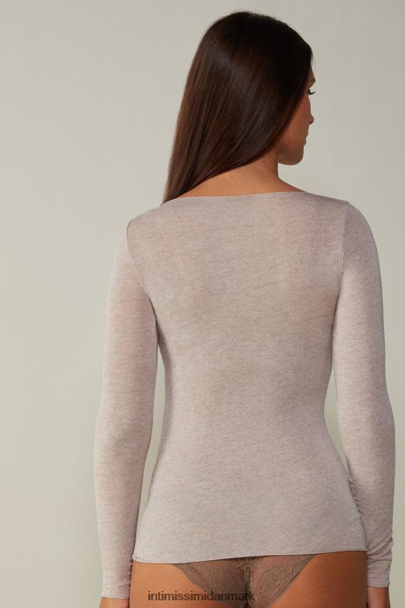 Intimissimi bådhals modal kashmir ultralet trøje Kvinder 7525-skal beige melange beklædning 8DZ4XJ1450