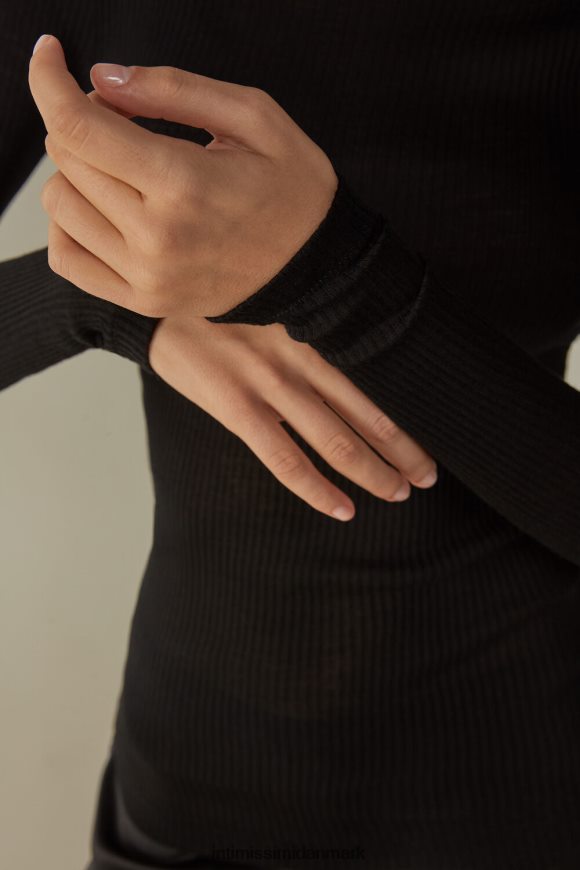 Intimissimi langærmet højhalset rørtop i uld og silke Kvinder 019-sort beklædning 8DZ4XJ1448