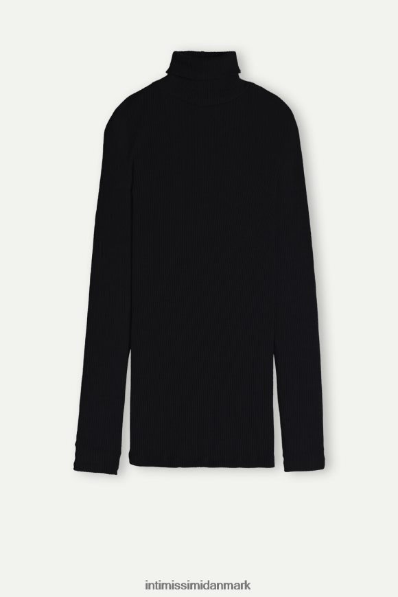 Intimissimi langærmet højhalset rørtop i uld og silke Kvinder 019-sort beklædning 8DZ4XJ1448