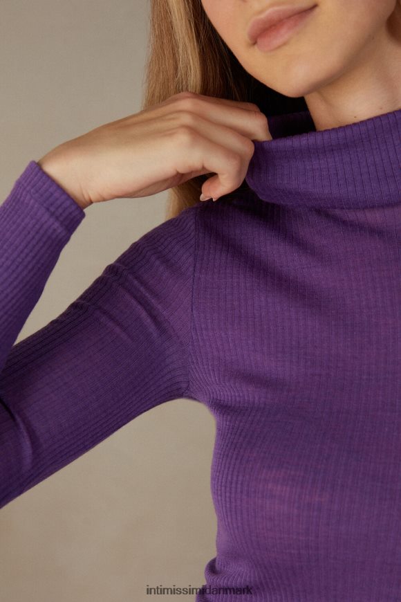 Intimissimi langærmet højhalset rørtop i uld og silke Kvinder 142j-kosmisk lilla beklædning 8DZ4XJ1338