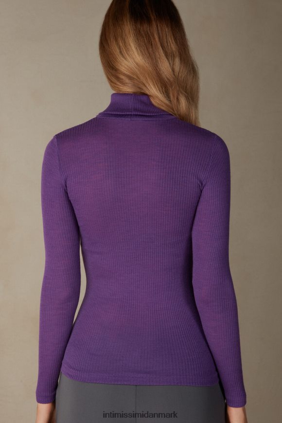 Intimissimi langærmet højhalset rørtop i uld og silke Kvinder 142j-kosmisk lilla beklædning 8DZ4XJ1338