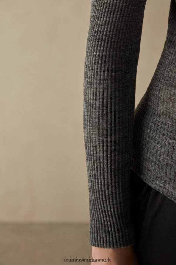 Intimissimi langærmet højhalset rørtop i uld og silke Kvinder 7481-aluminium grå blanding beklædning 8DZ4XJ1445