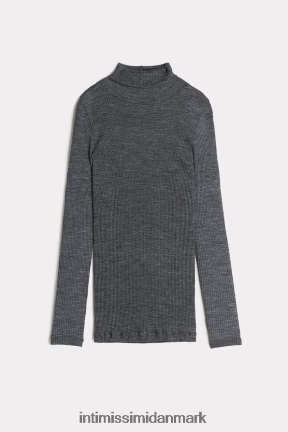 Intimissimi langærmet højhalset rørtop i uld og silke Kvinder 7481-aluminium grå blanding beklædning 8DZ4XJ1445