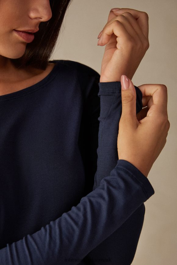 Intimissimi langærmet mikromodal top med bådhals Kvinder 1467-intens blå beklædning 8DZ4XJ1358
