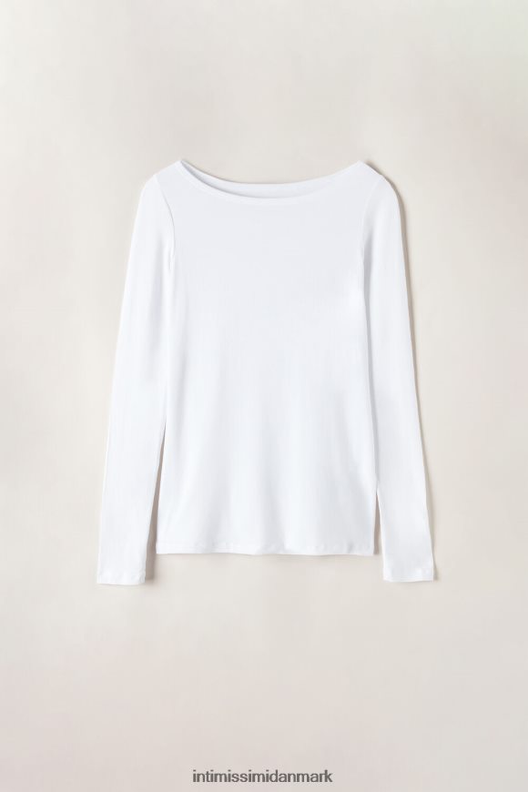 Intimissimi langærmet mikromodal top med bådhals Kvinder 7478-mælkehvid beklædning 8DZ4XJ1357