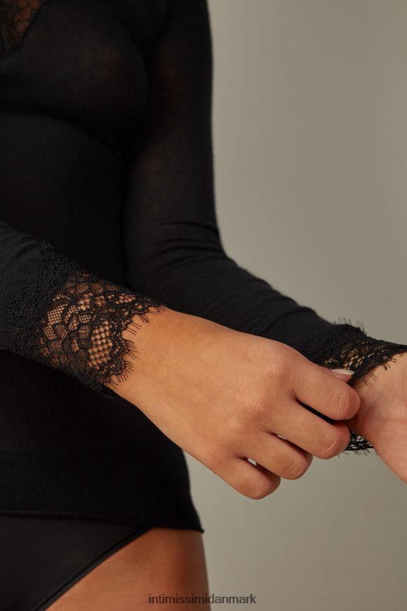Intimissimi modal kashmir ultralet lang blondeskjorte Kvinder 019-sort beklædning 8DZ4XJ1429