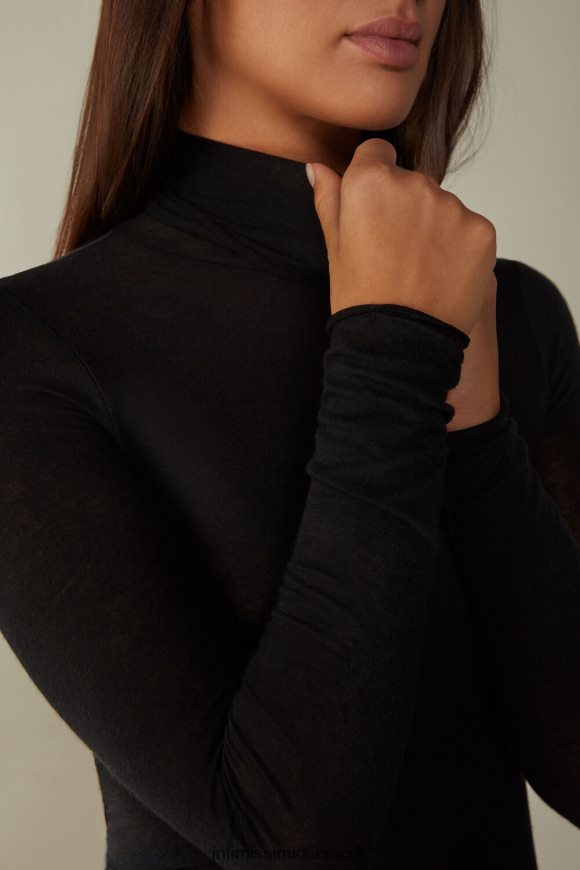 Intimissimi modal kashmir ultralet top med høj hals Kvinder 019-sort beklædning 8DZ4XJ1447