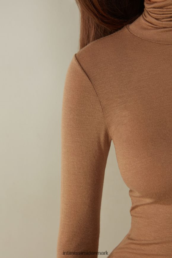 Intimissimi modal kashmir ultralet top med høj hals Kvinder 233i-toffee brun beklædning 8DZ4XJ1432