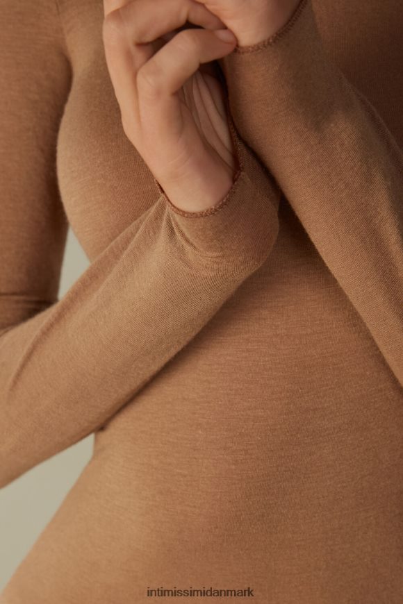 Intimissimi modal kashmir ultralet top med høj hals Kvinder 233i-toffee brun beklædning 8DZ4XJ1432