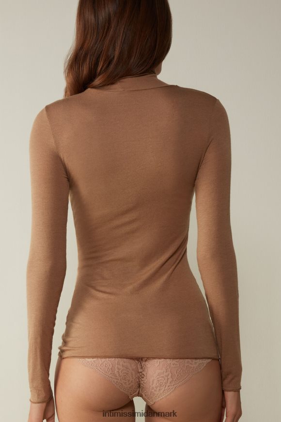 Intimissimi modal kashmir ultralet top med høj hals Kvinder 233i-toffee brun beklædning 8DZ4XJ1432