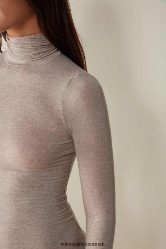 Intimissimi modal kashmir ultralet top med høj hals Kvinder 7525-skal beige melange beklædning 8DZ4XJ1443