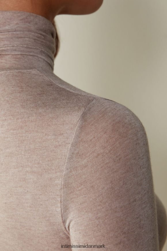 Intimissimi modal kashmir ultralet top med høj hals Kvinder 7525-skal beige melange beklædning 8DZ4XJ1443