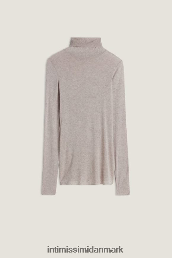 Intimissimi modal kashmir ultralet top med høj hals Kvinder 7525-skal beige melange beklædning 8DZ4XJ1443