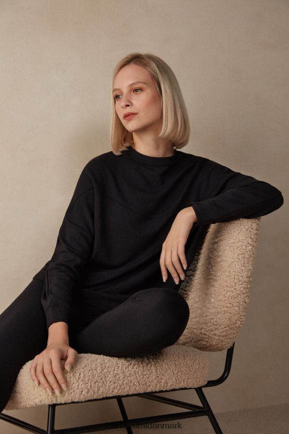 Intimissimi modal og kashmir fleece trøje med rund hals Kvinder 019-sort beklædning 8DZ4XJ1342