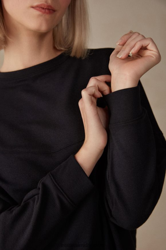 Intimissimi modal og kashmir fleece trøje med rund hals Kvinder 019-sort beklædning 8DZ4XJ1342
