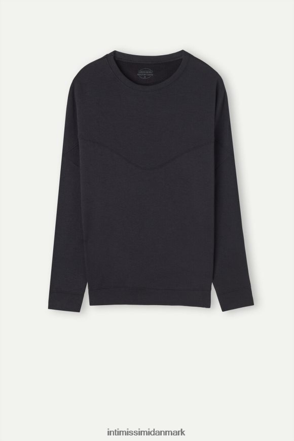 Intimissimi modal og kashmir fleece trøje med rund hals Kvinder 019-sort beklædning 8DZ4XJ1342