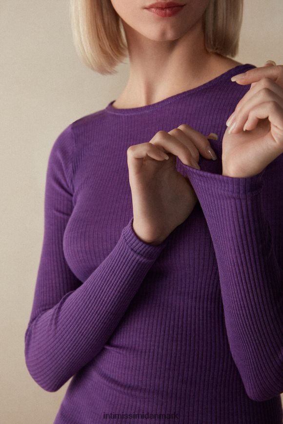 Intimissimi uld og silke langærmet max top med rund hals Kvinder 142j-kosmisk lilla beklædning 8DZ4XJ1337