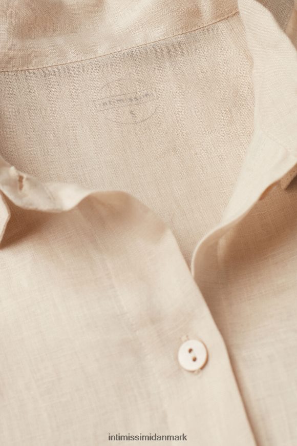 Intimissimi ensfarvet linned skjorte Kvinder 913i-beige reb beklædning 8DZ4XJ1295