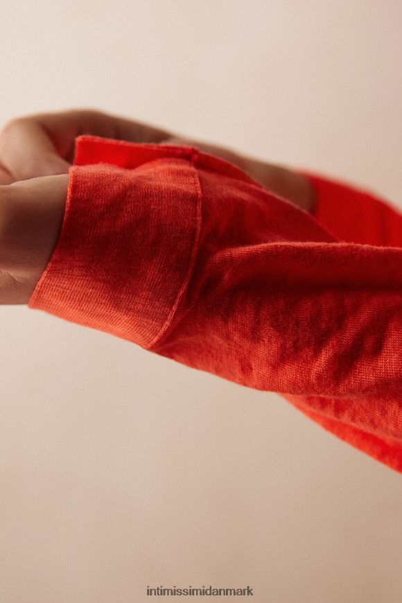 Intimissimi langærmet hørskjorte Kvinder 219j-flamme skarlagen beklædning 8DZ4XJ1304