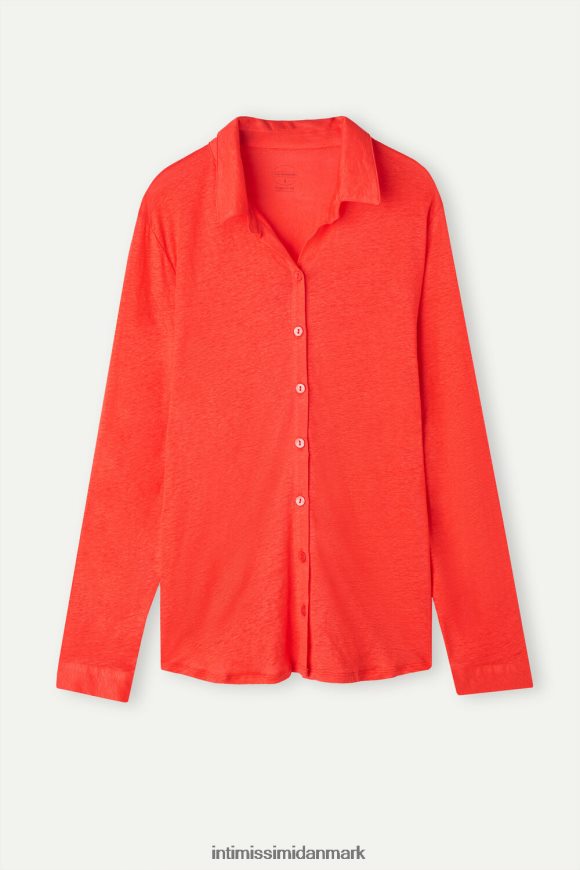 Intimissimi langærmet hørskjorte Kvinder 219j-flamme skarlagen beklædning 8DZ4XJ1304