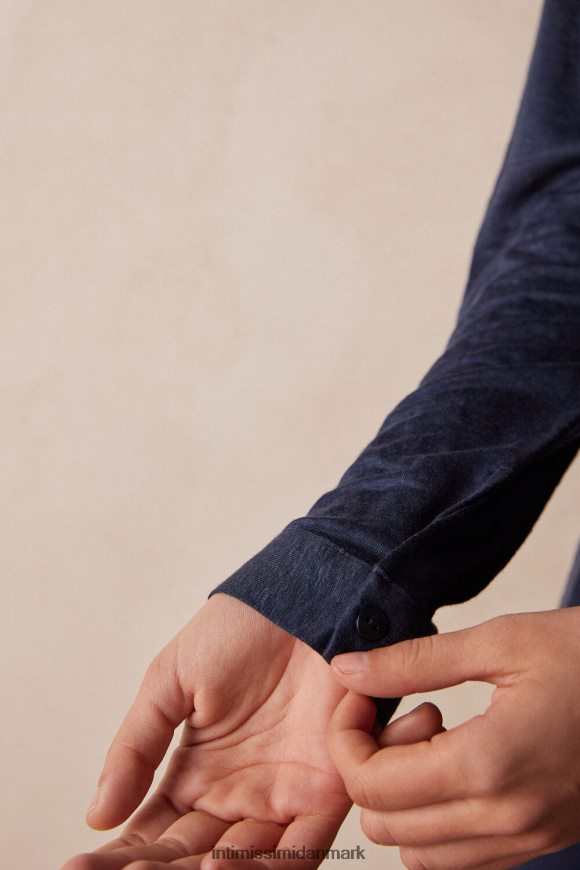 Intimissimi langærmet hørskjorte Kvinder 243j-sømand blå beklædning 8DZ4XJ1299