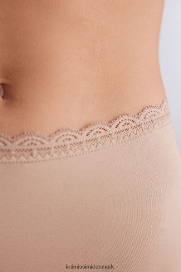 Intimissimi højtaljede franske trusser af bomuld og blonder Kvinder 044-blød beige undertøj 8DZ4XJ918