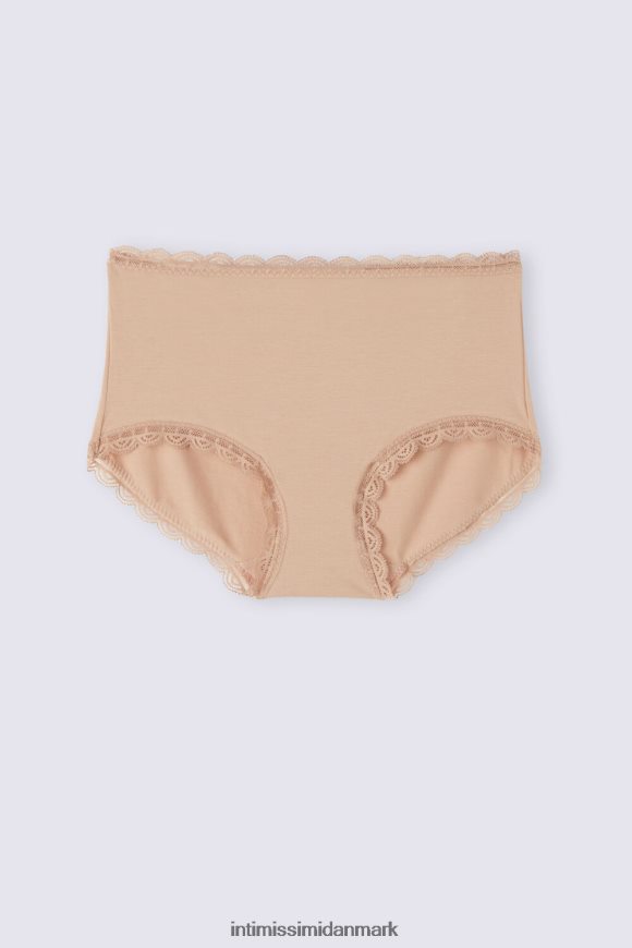 Intimissimi højtaljede franske trusser af bomuld og blonder Kvinder 044-blød beige undertøj 8DZ4XJ918