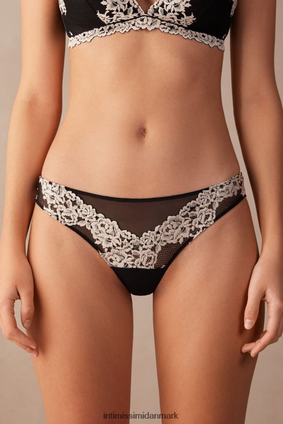 Intimissimi smukke blomster brasilianske trusser Kvinder 9887-sort/elfenben undertøj 8DZ4XJ1166