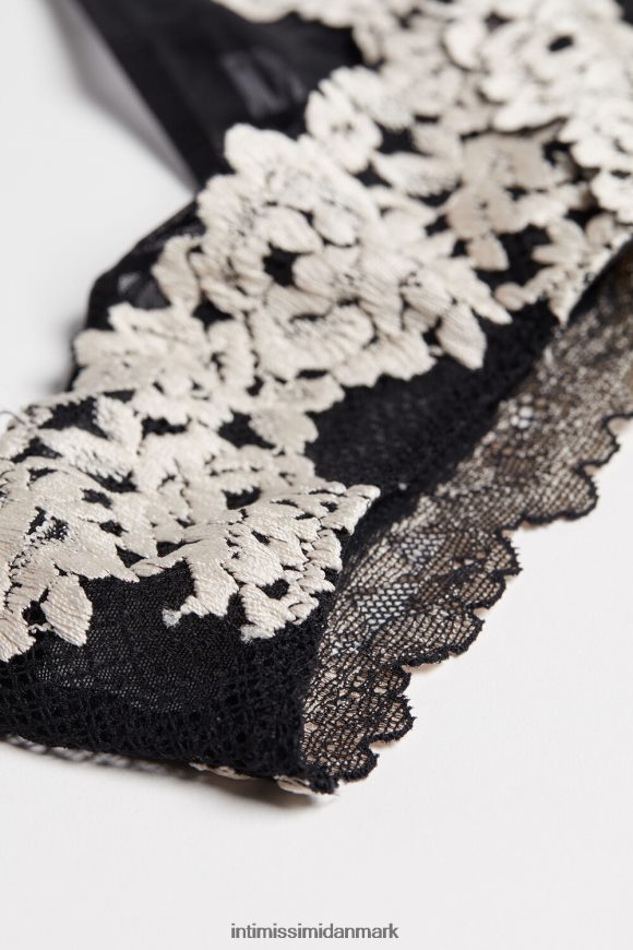 Intimissimi smukke blomster brasilianske trusser Kvinder 9887-sort/elfenben undertøj 8DZ4XJ1166