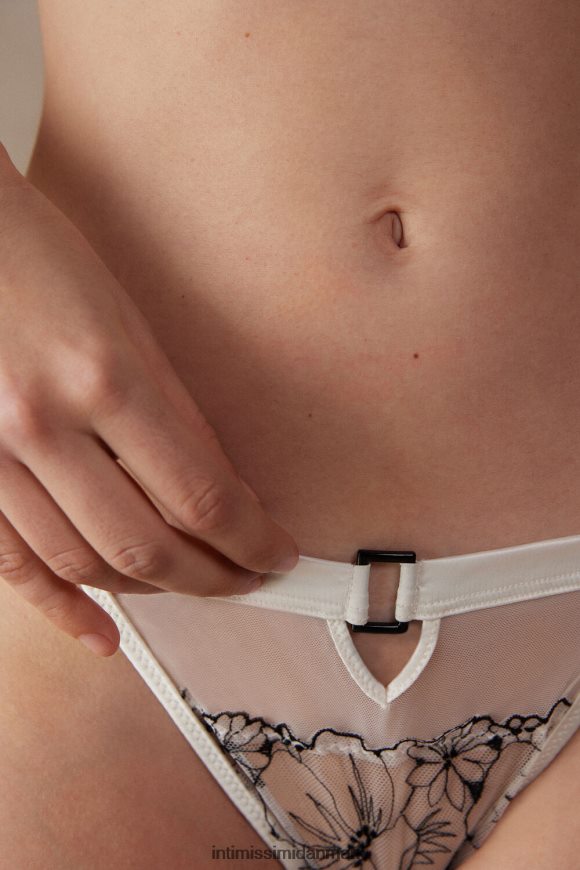 Intimissimi ren joy g-streng med sidestropper Kvinder 4718-pulver hvid/sort undertøj 8DZ4XJ959
