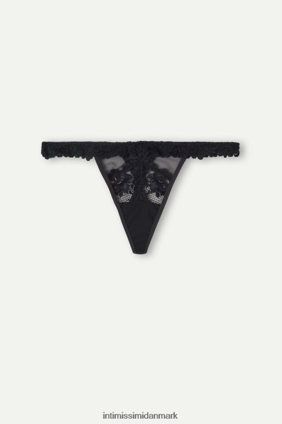 Intimissimi smukke blomsterstrenge med sidestropper Kvinder 019-sort undertøj 8DZ4XJ1046