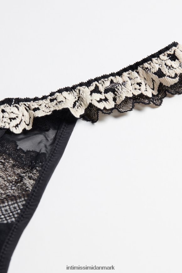 Intimissimi smukke blomsterstrenge med sidestropper Kvinder 9887-sort/elfenben undertøj 8DZ4XJ1168