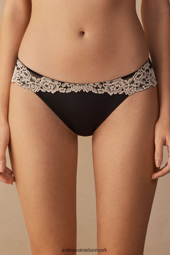 Intimissimi smukke blomster trusser Kvinder 9887-sort/elfenben undertøj 8DZ4XJ1152